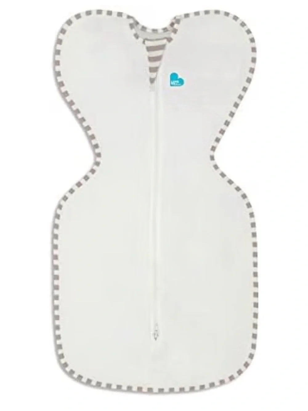 Love to Dream White Swaddle Up with Teal Logo and Gray Star Print